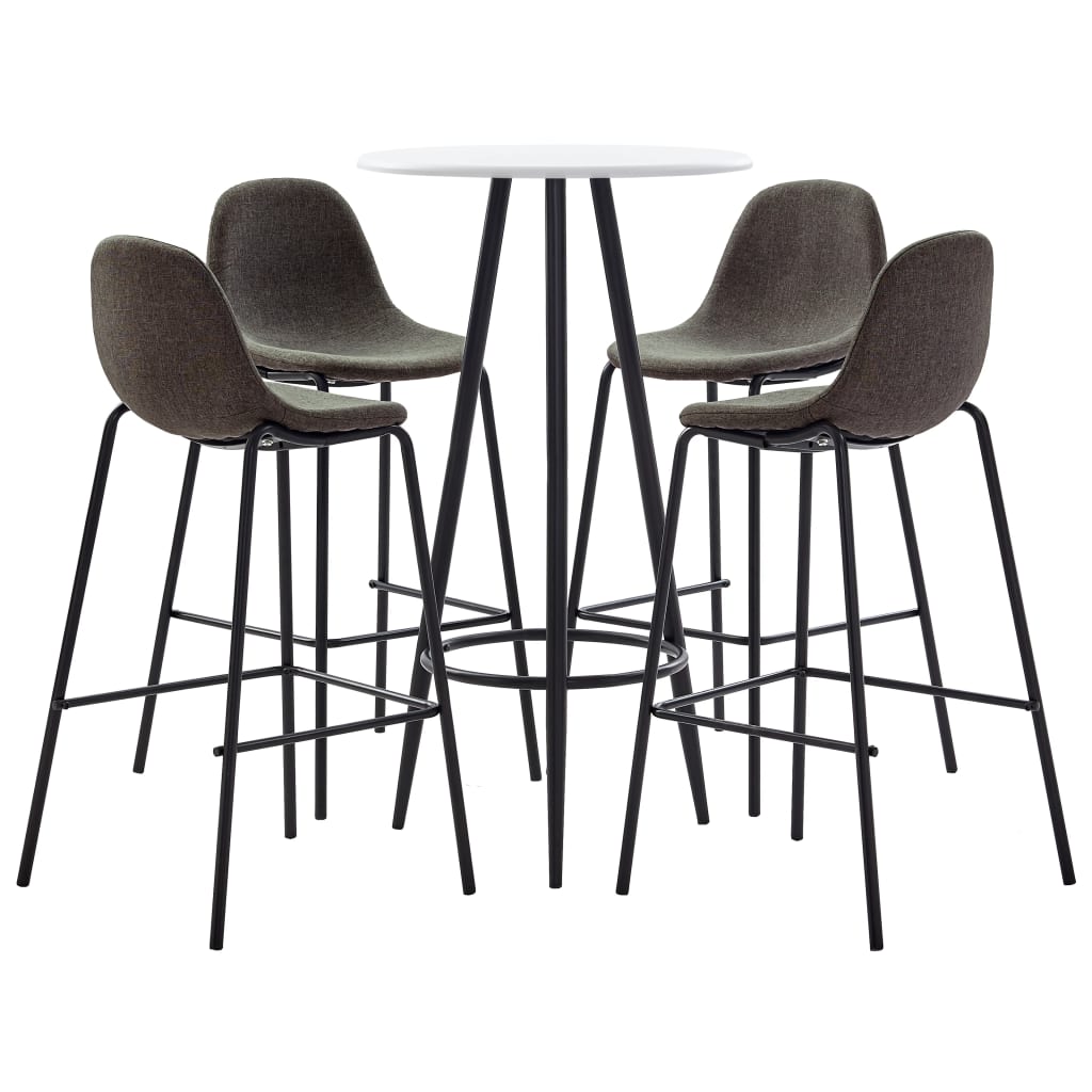 vidaXL Ensemble de bar 5 pièces tissu gris foncé