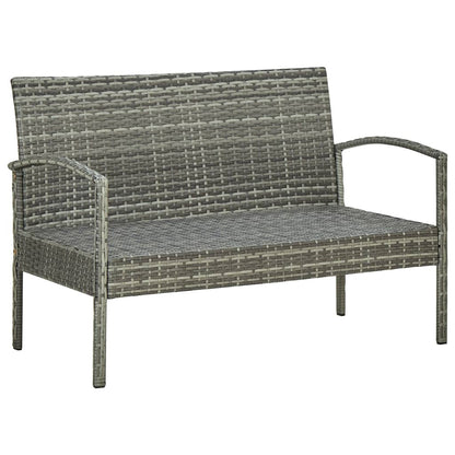 vidaXL 4-tlg. Garten-Lounge-Set mit Auflagen Poly Rattan Grau