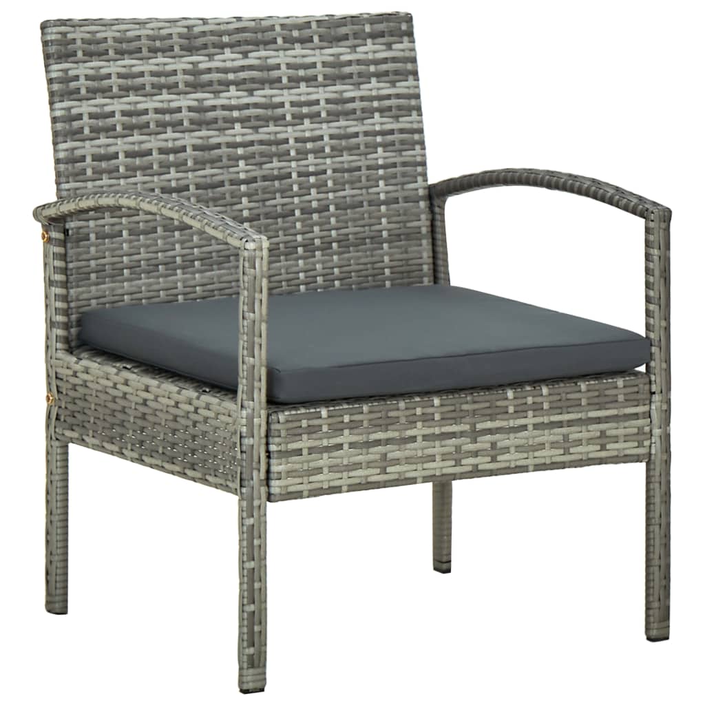 vidaXL 4-tlg. Garten-Lounge-Set mit Auflagen Poly Rattan Grau