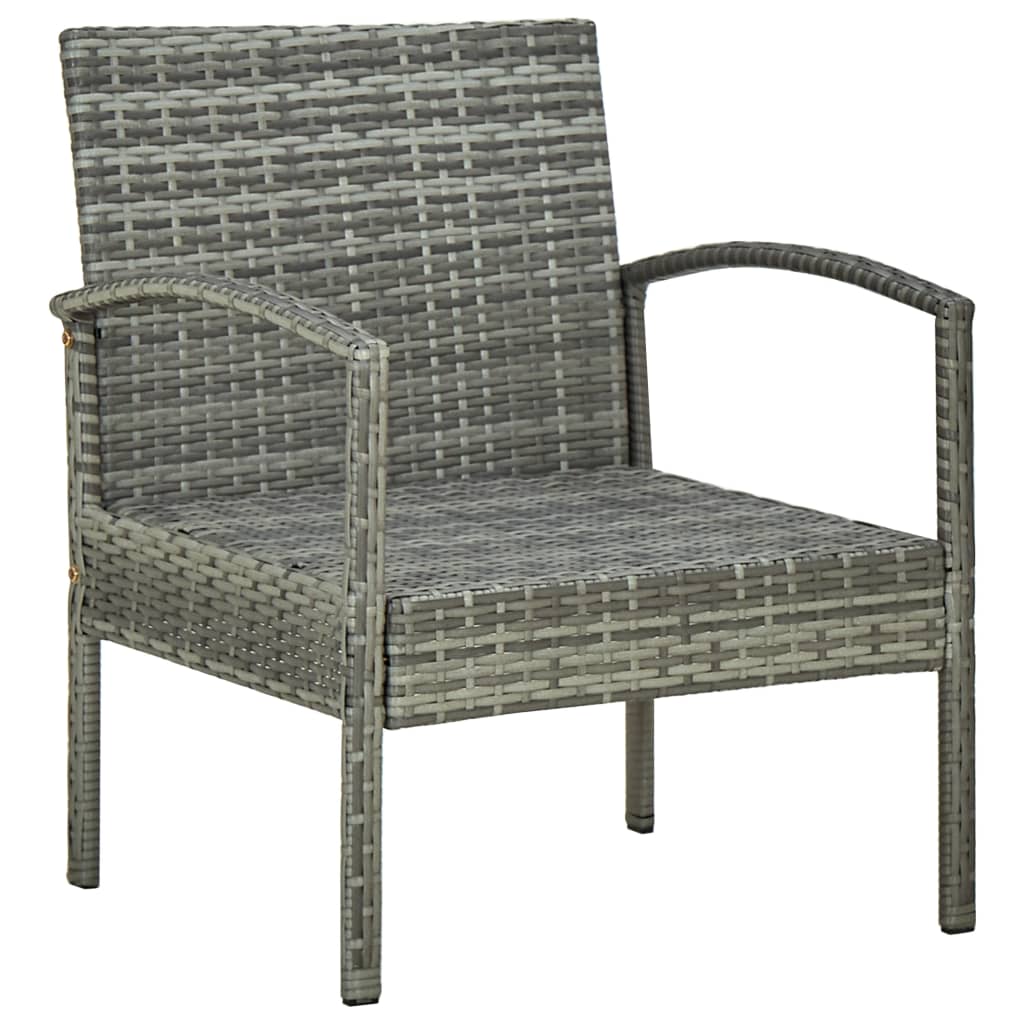 vidaXL 4-tlg. Garten-Lounge-Set mit Auflagen Poly Rattan Grau