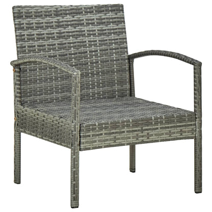 vidaXL 4-tlg. Garten-Lounge-Set mit Auflagen Poly Rattan Grau