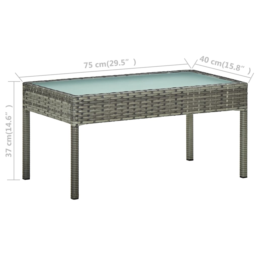 vidaXL 4-tlg. Garten-Lounge-Set mit Auflagen Poly Rattan Grau