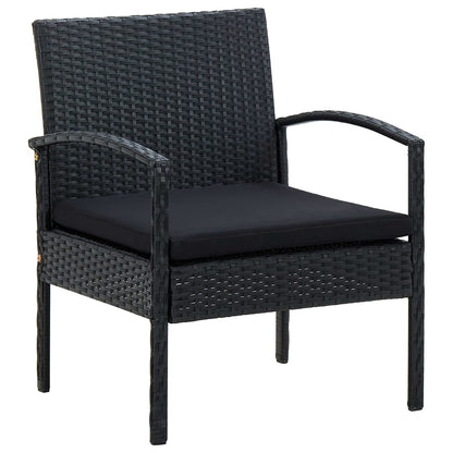 vidaXL Salon de jardin 4 pcs avec coussins résine tressée noir
