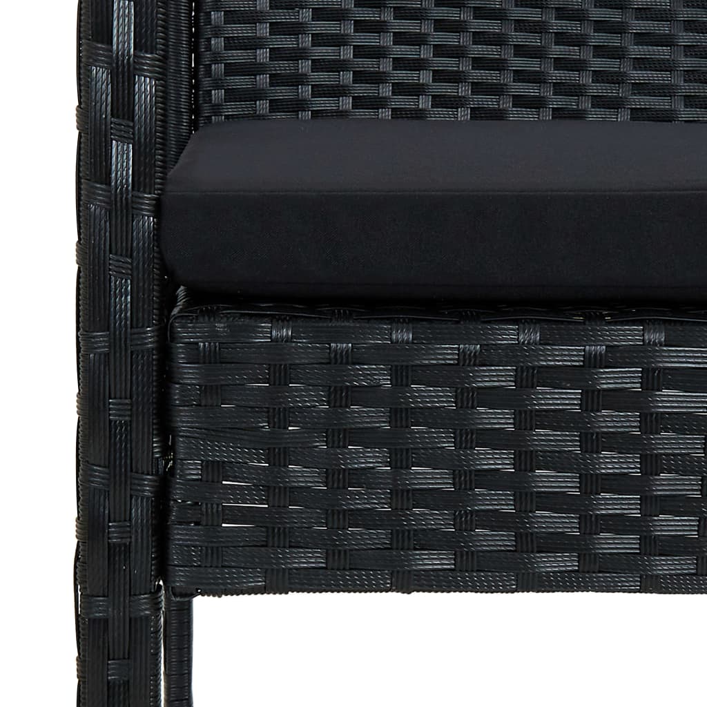 4-tlg. Garten-Lounge-Set mit Auflagen Poly Rattan Schwarz
