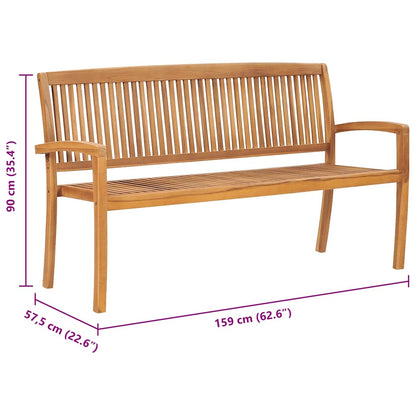 Gartenbank 3-Sitzer Stapelbar 159 cm Massivholz Teak