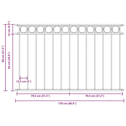 vidaXL Zaunelement Stahl 1,7x0,8 m Schwarz