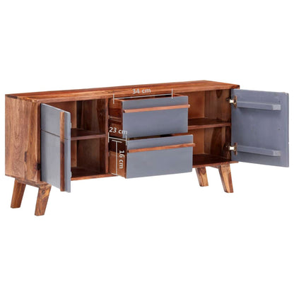 Sideboard Grau 120x30x55 cm Massivholz