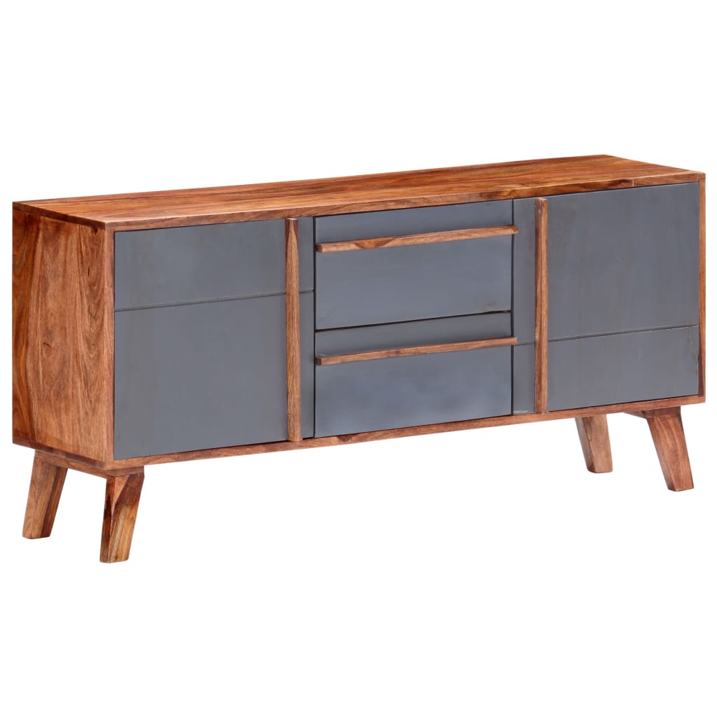 Sideboard Grau 120x30x55 cm Massivholz