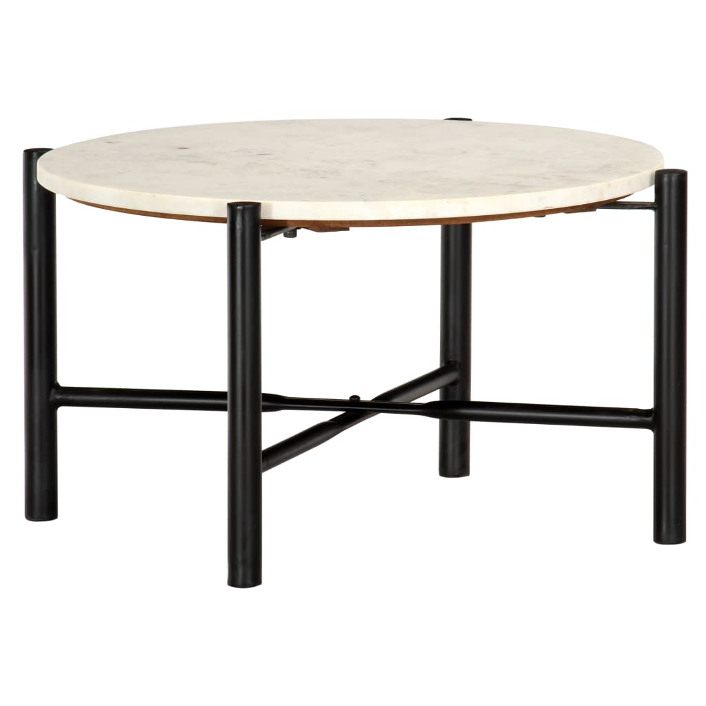 vidaXL Couchtisch Weiß 60×60×35 cm Echtstein in Marmoroptik