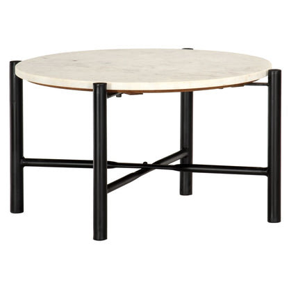 vidaXL Couchtisch Weiß 60×60×35 cm Echtstein in Marmoroptik