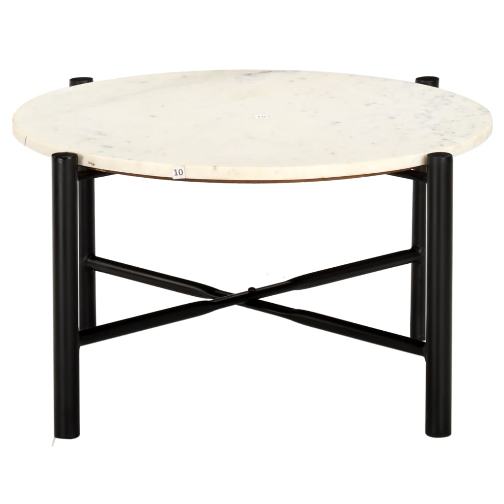 vidaXL Couchtisch Weiß 60×60×35 cm Echtstein in Marmoroptik