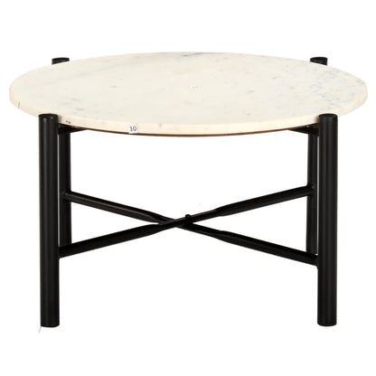 vidaXL Couchtisch Weiß 60×60×35 cm Echtstein in Marmoroptik