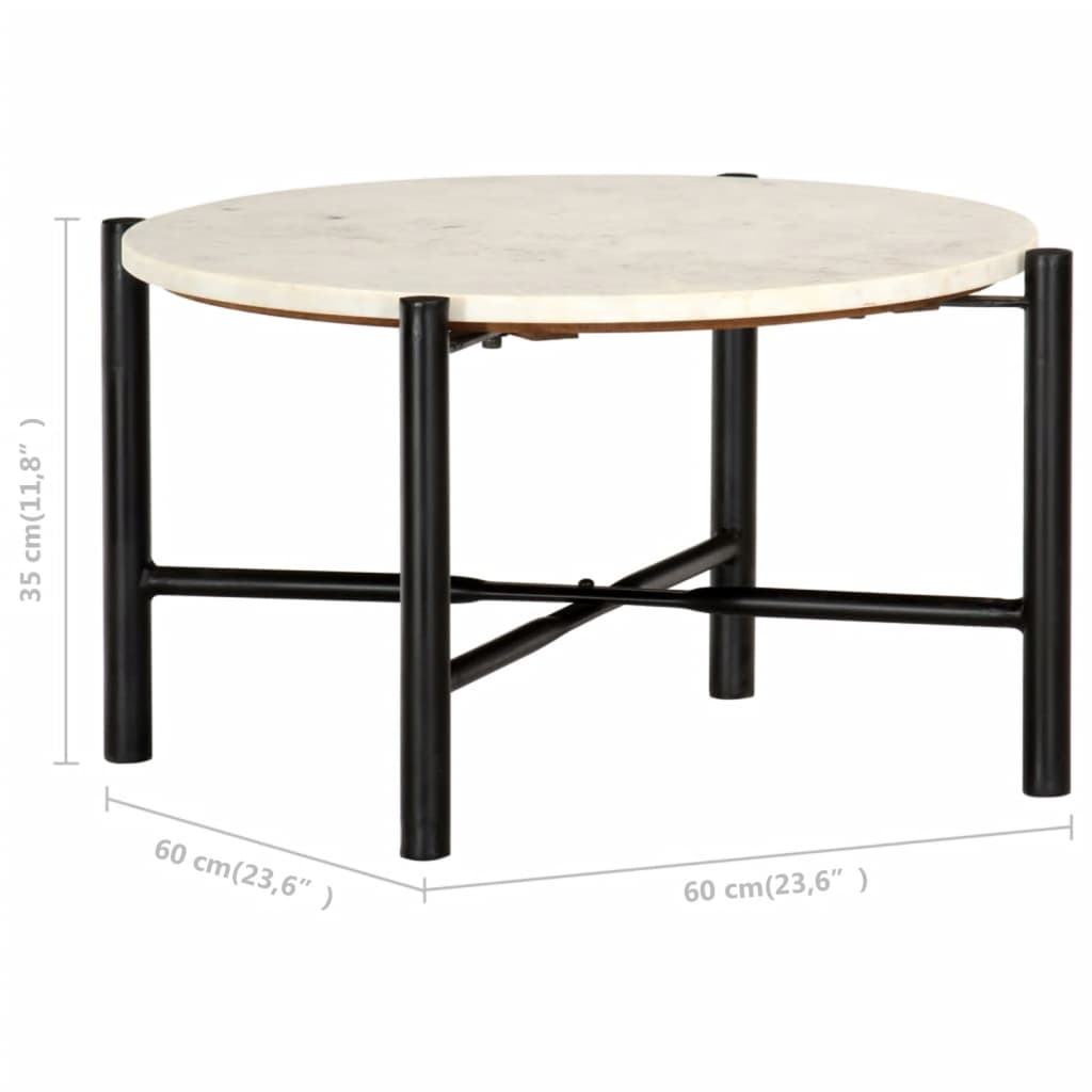 vidaXL Couchtisch Weiß 60×60×35 cm Echtstein in Marmoroptik