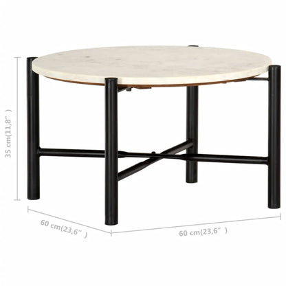vidaXL Couchtisch Weiß 60×60×35 cm Echtstein in Marmoroptik