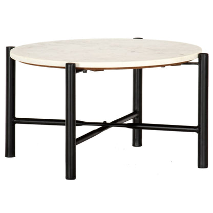vidaXL Couchtisch Weiß 60×60×35 cm Echtstein in Marmoroptik