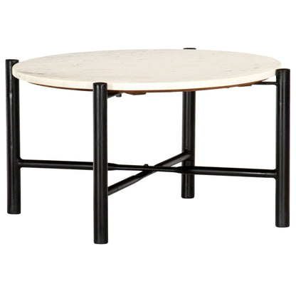 vidaXL Couchtisch Weiß 60×60×35 cm Echtstein in Marmoroptik