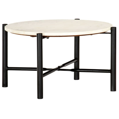 vidaXL Couchtisch Weiß 60×60×35 cm Echtstein in Marmoroptik