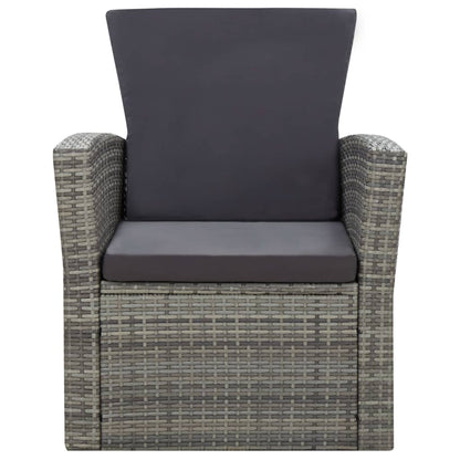 vidaXL Salon de jardin 4 pcs avec coussins résine tressée gris