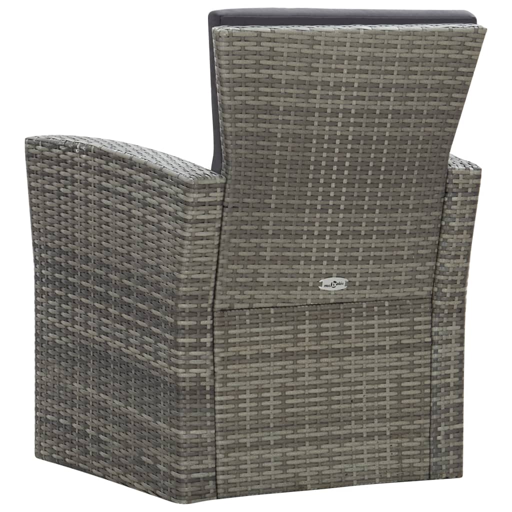vidaXL Salon de jardin 4 pcs avec coussins résine tressée gris