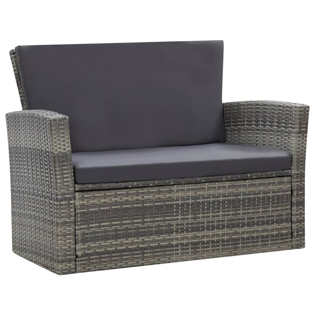 vidaXL Salon de jardin 4 pcs avec coussins résine tressée gris