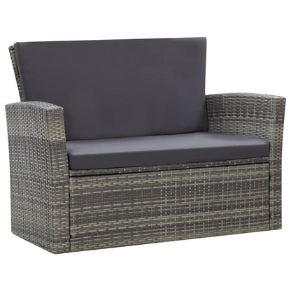 vidaXL Salon de jardin 4 pcs avec coussins résine tressée gris