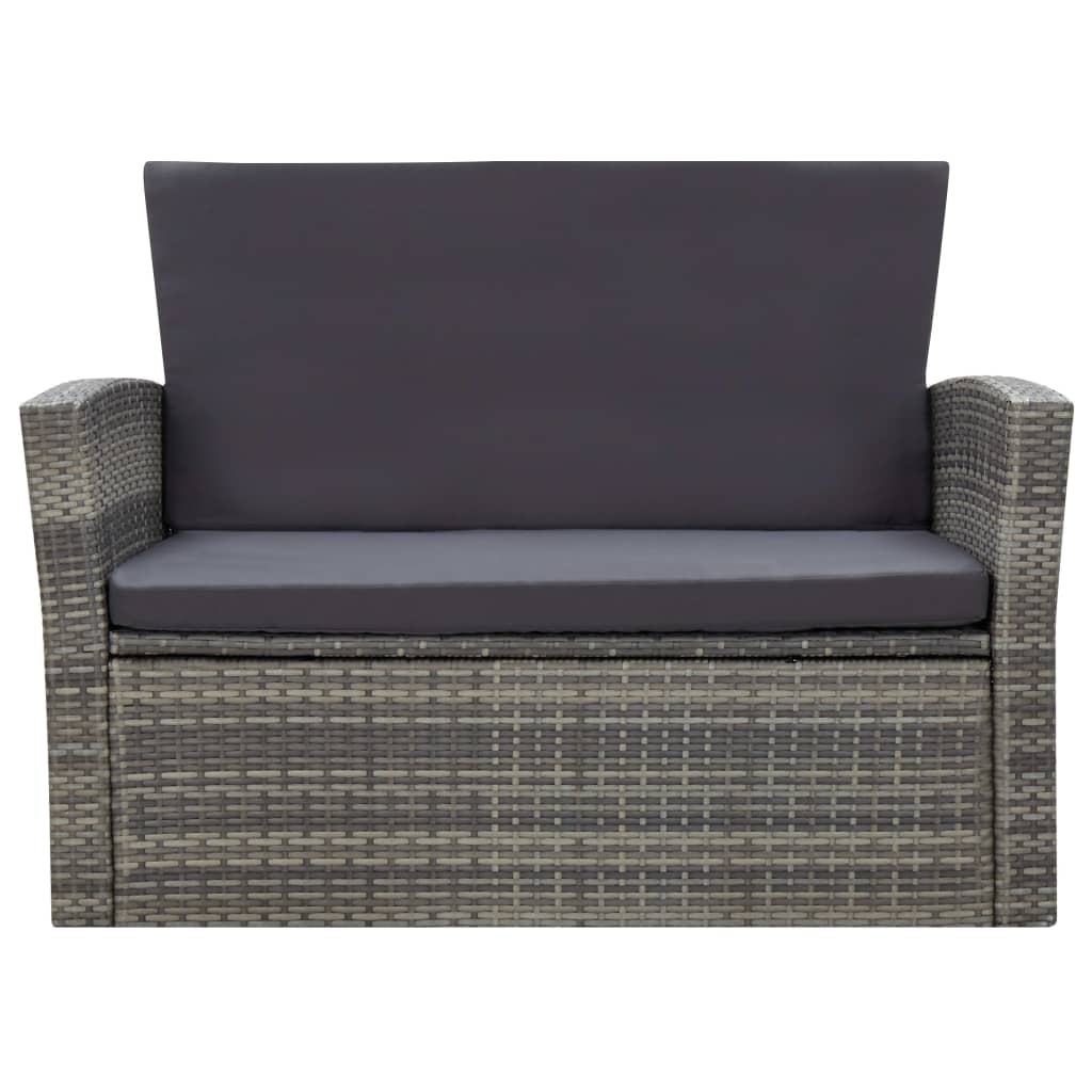 vidaXL Salon de jardin 4 pcs avec coussins résine tressée gris