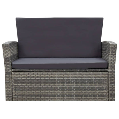vidaXL Salon de jardin 4 pcs avec coussins résine tressée gris