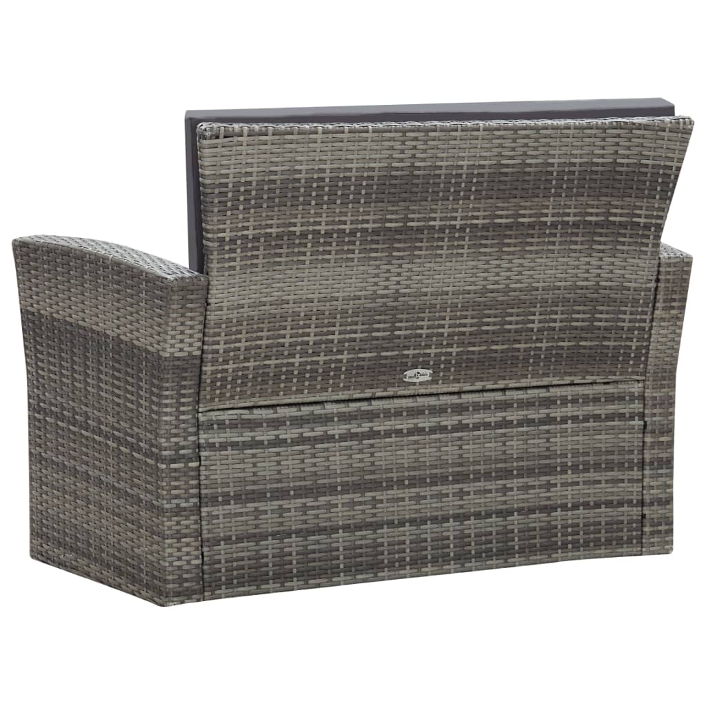 vidaXL Salon de jardin 4 pcs avec coussins résine tressée gris