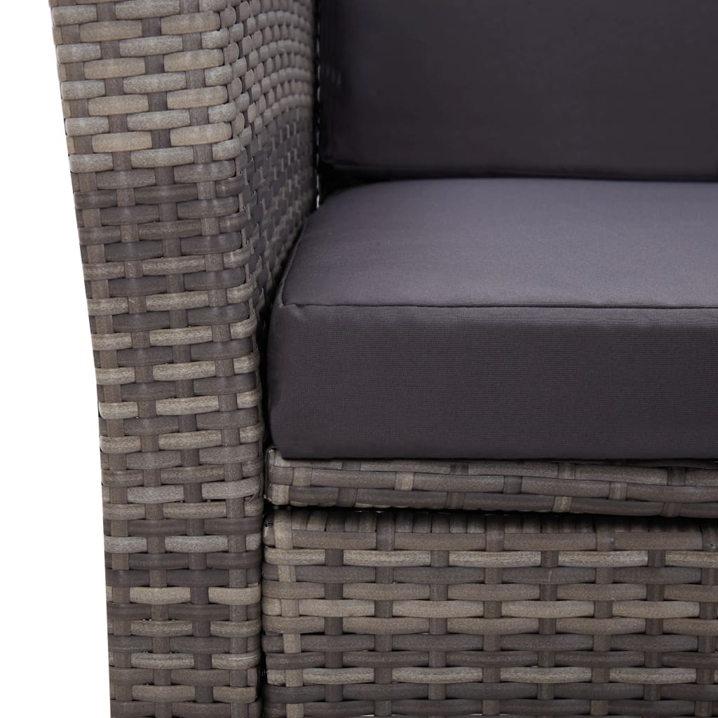 vidaXL Salon de jardin 4 pcs avec coussins résine tressée gris