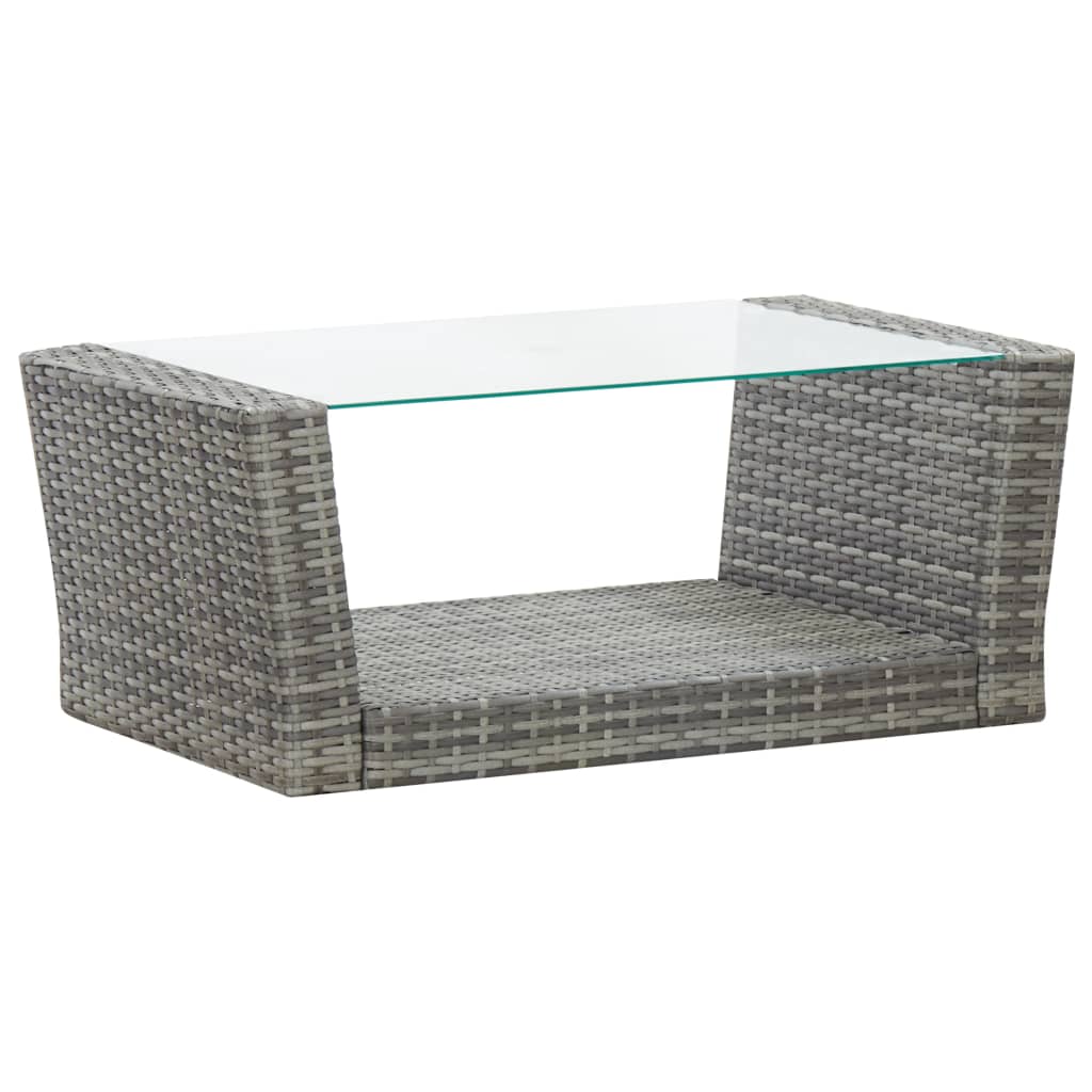 vidaXL Salon de jardin 4 pcs avec coussins résine tressée gris