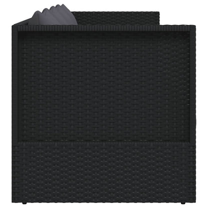 Garten-Sofabett mit Kissen Poly Rattan Schwarz