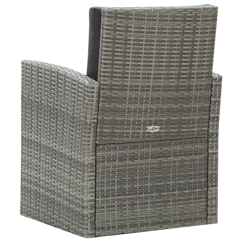vidaXL 5-tlg. Garten-Essgruppe mit Auflagen Poly Rattan Grau