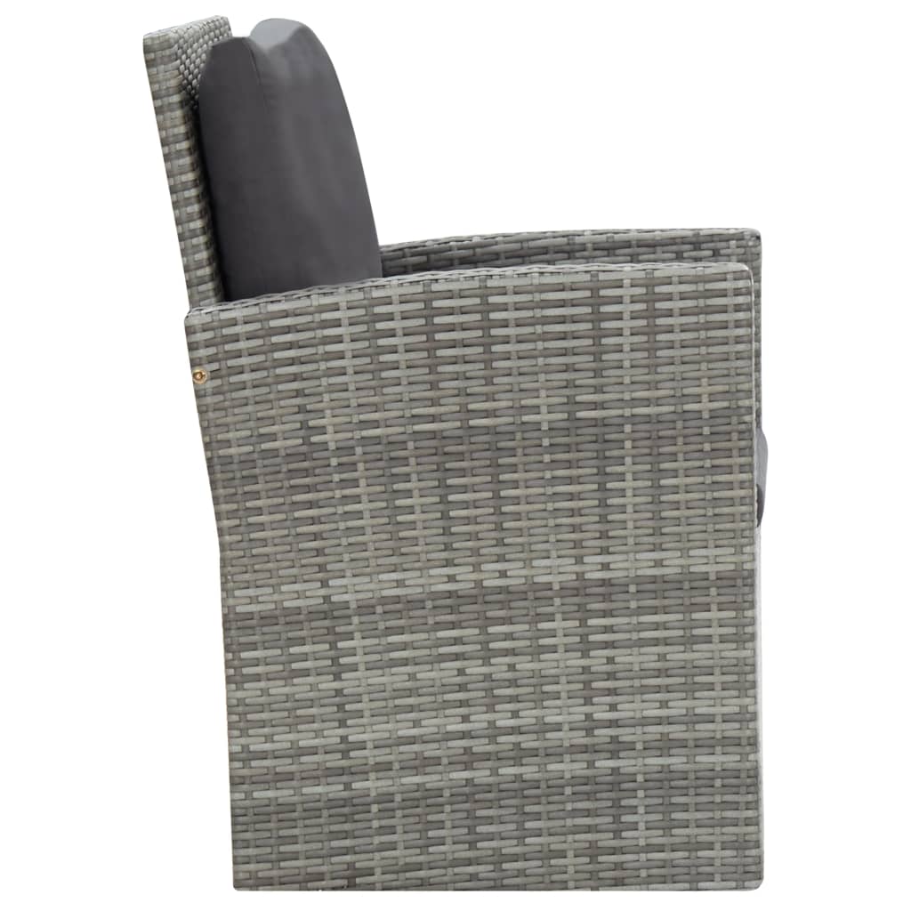 vidaXL 5-tlg. Garten-Essgruppe mit Auflagen Poly Rattan Grau