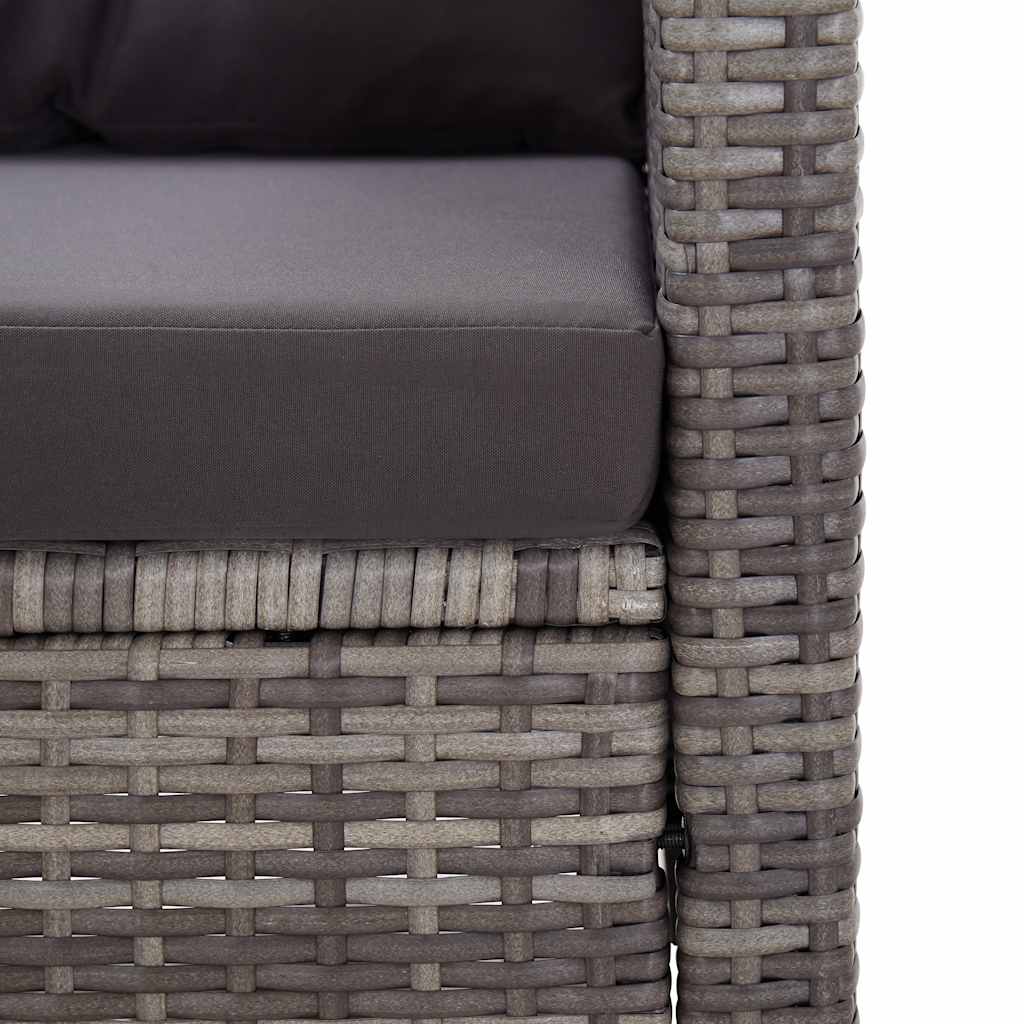 2-Sitzer-Gartensofa mit Kissen Grau 124 cm Poly Rattan