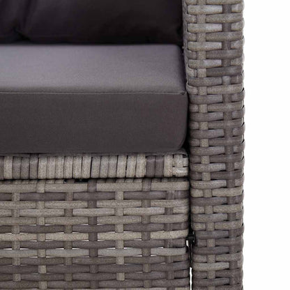 2-Sitzer-Gartensofa mit Kissen Grau 124 cm Poly Rattan