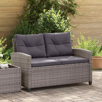 2-Sitzer-Gartensofa mit Kissen Grau 124 cm Poly Rattan
