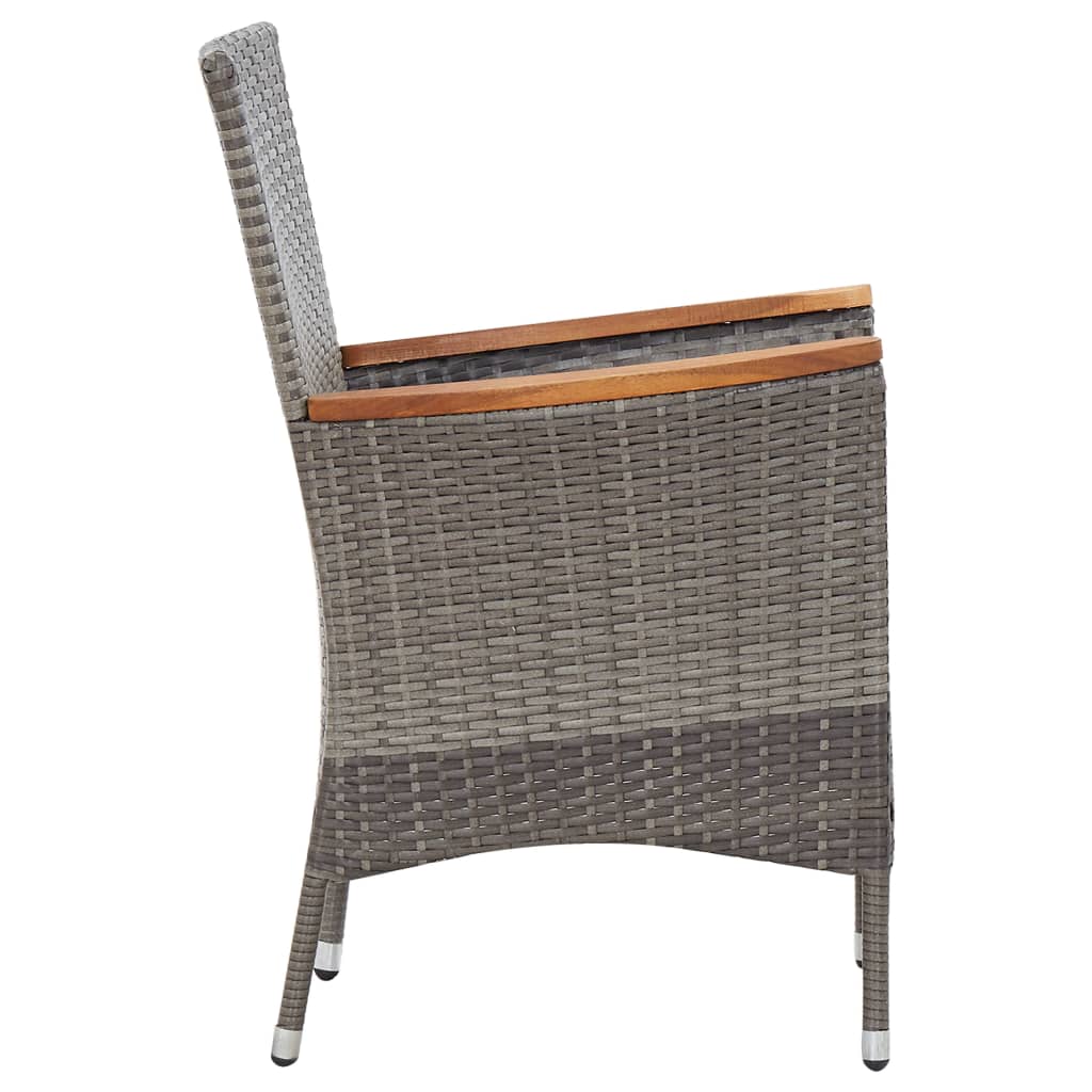 vidaXL 5-tlg. Garten-Essgruppe mit Auflagen Poly Rattan Grau