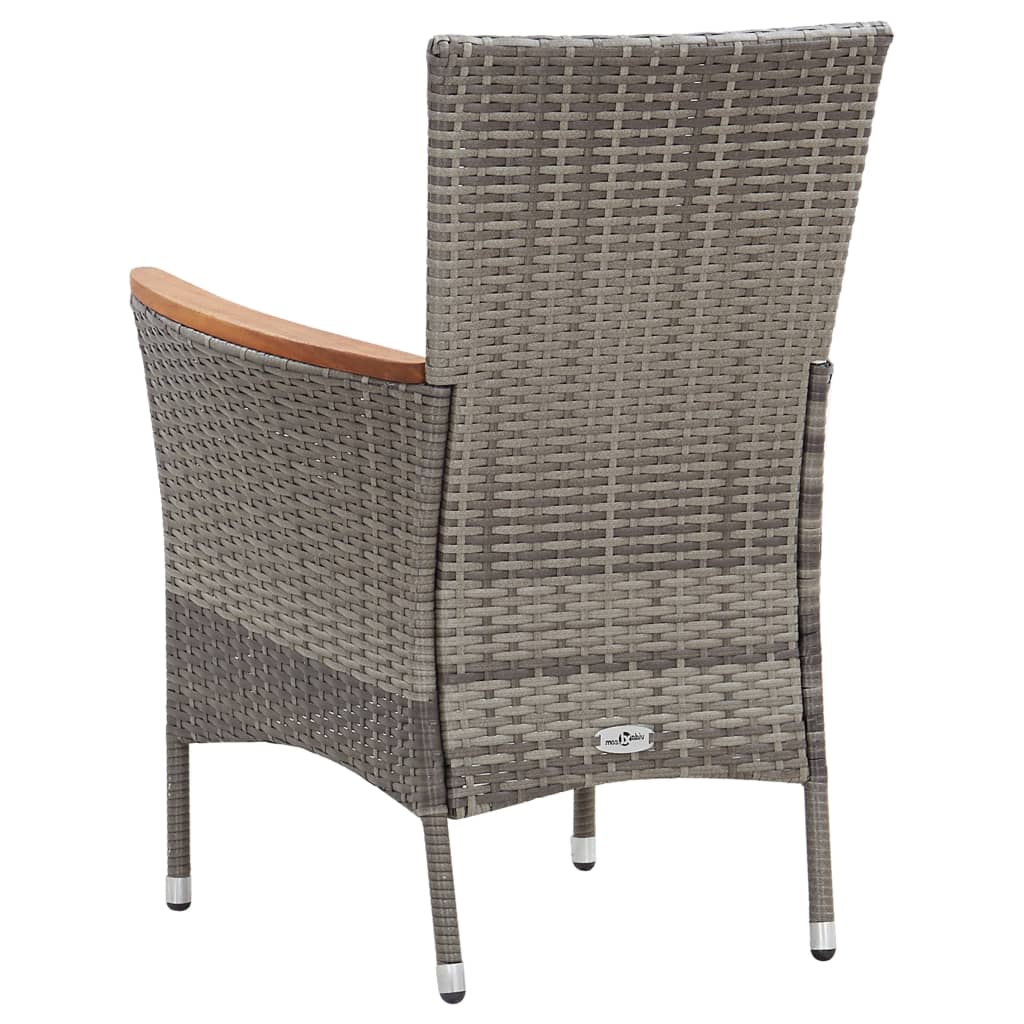 vidaXL 5-tlg. Garten-Essgruppe mit Auflagen Poly Rattan Grau