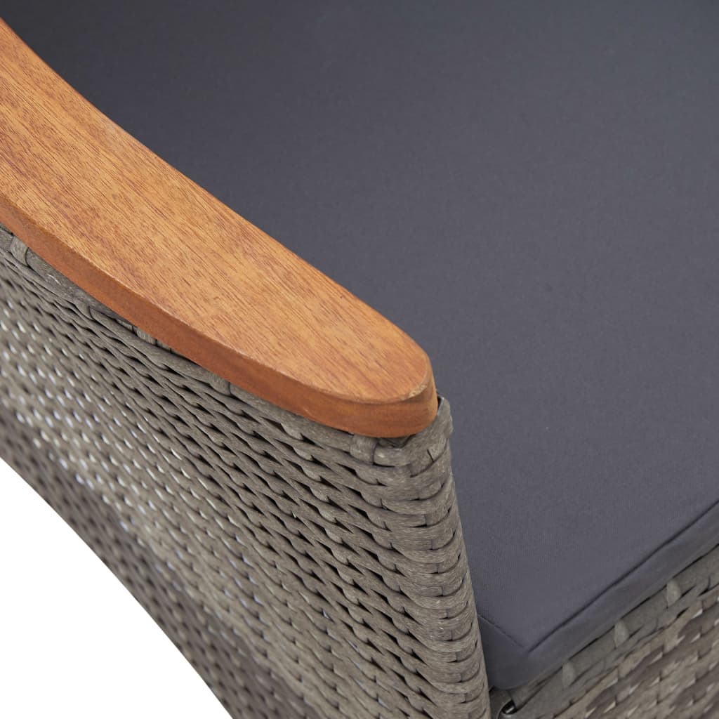 vidaXL 5-tlg. Garten-Essgruppe mit Auflagen Poly Rattan Grau
