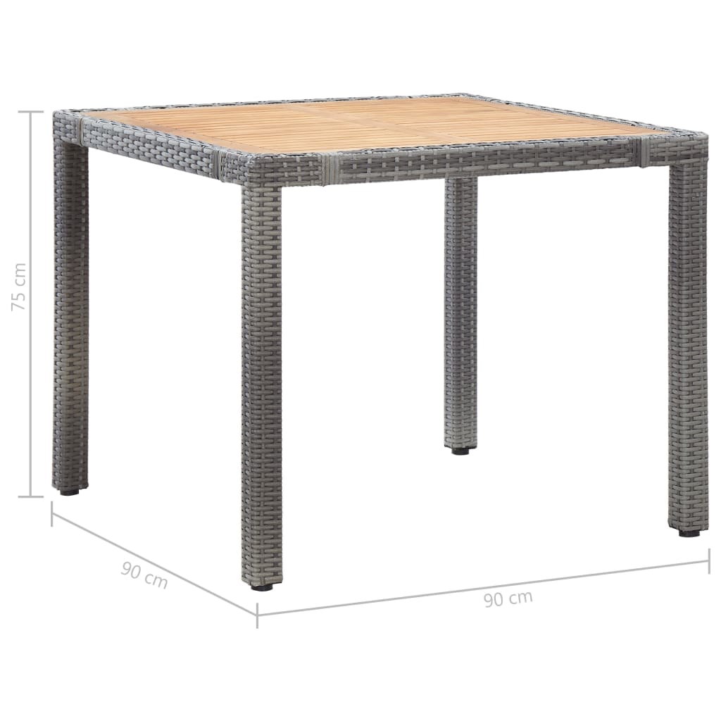 vidaXL 5-tlg. Garten-Essgruppe mit Auflagen Poly Rattan Grau