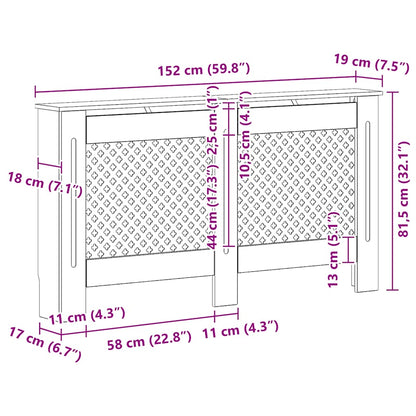 Heizkörperverkleidungen 2 Stk. Weiß 152 x 19 x 81,5 cm MDF
