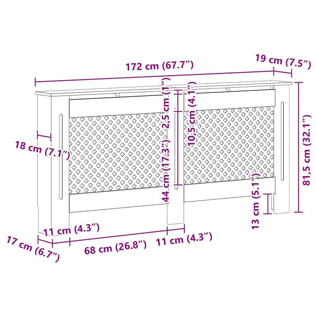 Heizkörperverkleidungen 2 Stk. Weiß 172×19×81,5 cm MDF