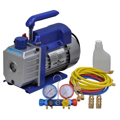 vidaXL Vakuumpumpe Einstufig mit 4-Wege-Verteiler-Manometer Set