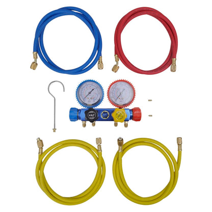 vidaXL Vakuumpumpe Einstufig mit 4-Wege-Verteiler-Manometer Set