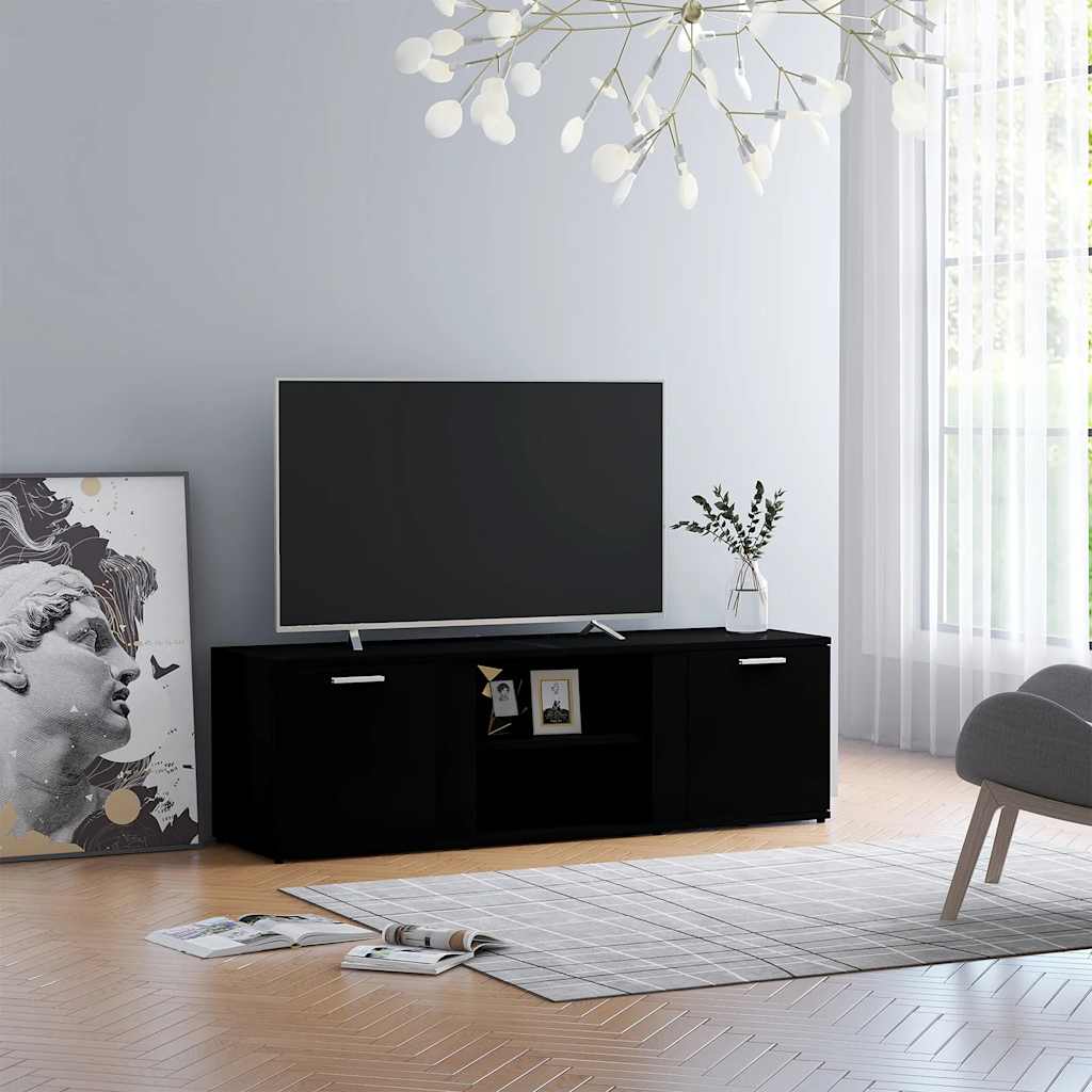 vidaXL Meuble TV Noir 120x34x37 cm Bois d'ingénierie