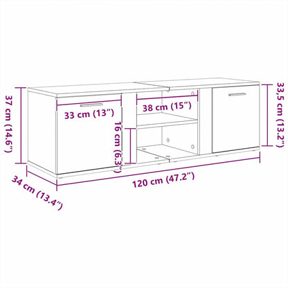 vidaXL Meuble TV Noir 120x34x37 cm Bois d'ingénierie