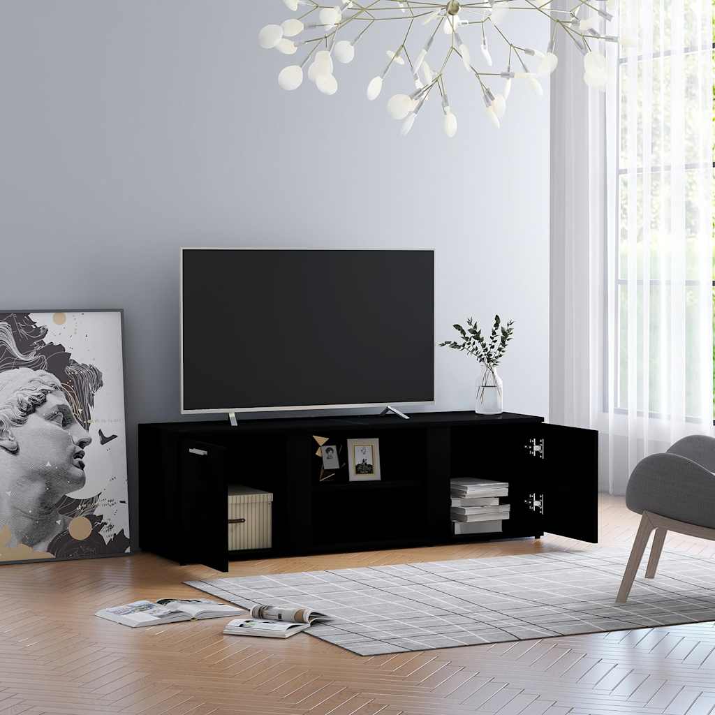 vidaXL Meuble TV Noir 120x34x37 cm Bois d'ingénierie