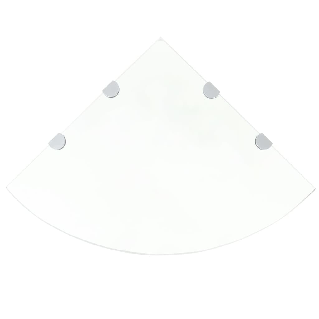 vidaXL Eckregale 2 Stk. mit Verchromten Halterungen Glas Transparent