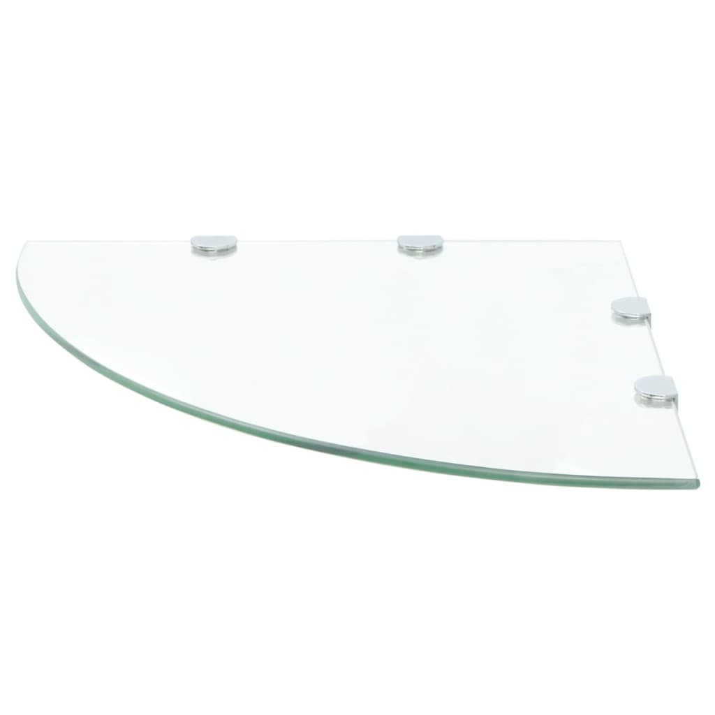 vidaXL Eckregale 2 Stk. mit Verchromten Halterungen Glas Transparent