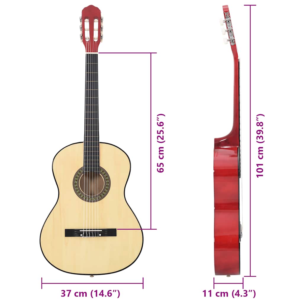 Klassische Gitarre für Anfänger 4/4 39" Lindenholz
